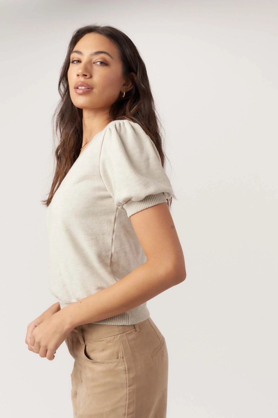 In My Feels Puff Sleeve V-Neck Pullover