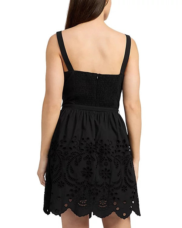 Bustier Mini Dress with Embroidered Hem