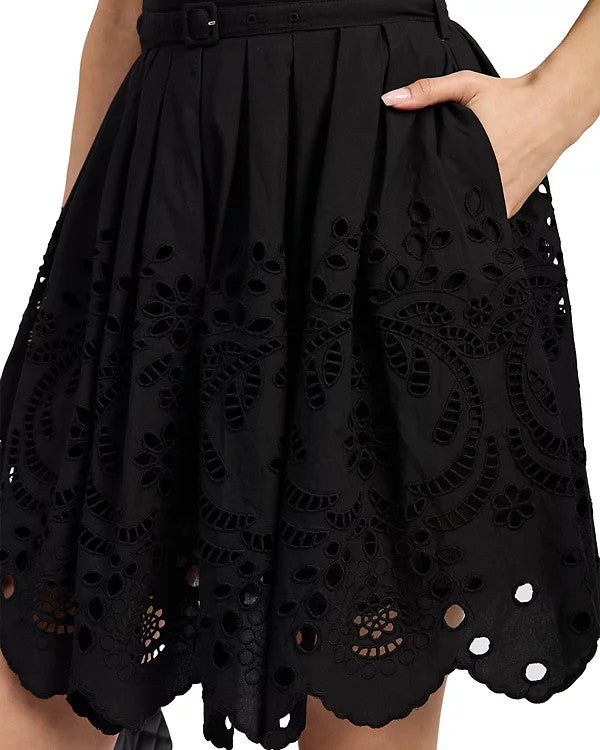 Bustier Mini Dress with Embroidered Hem