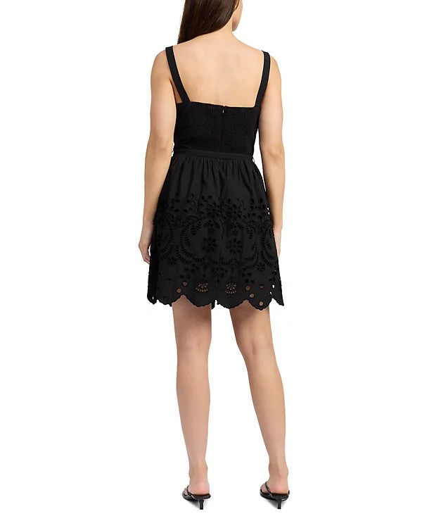 Bustier Mini Dress with Embroidered Hem