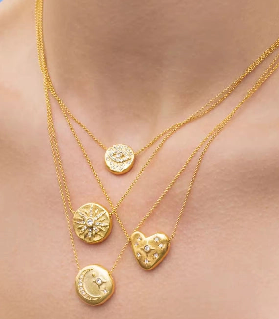 Sun Charm Coin Pendant Necklace