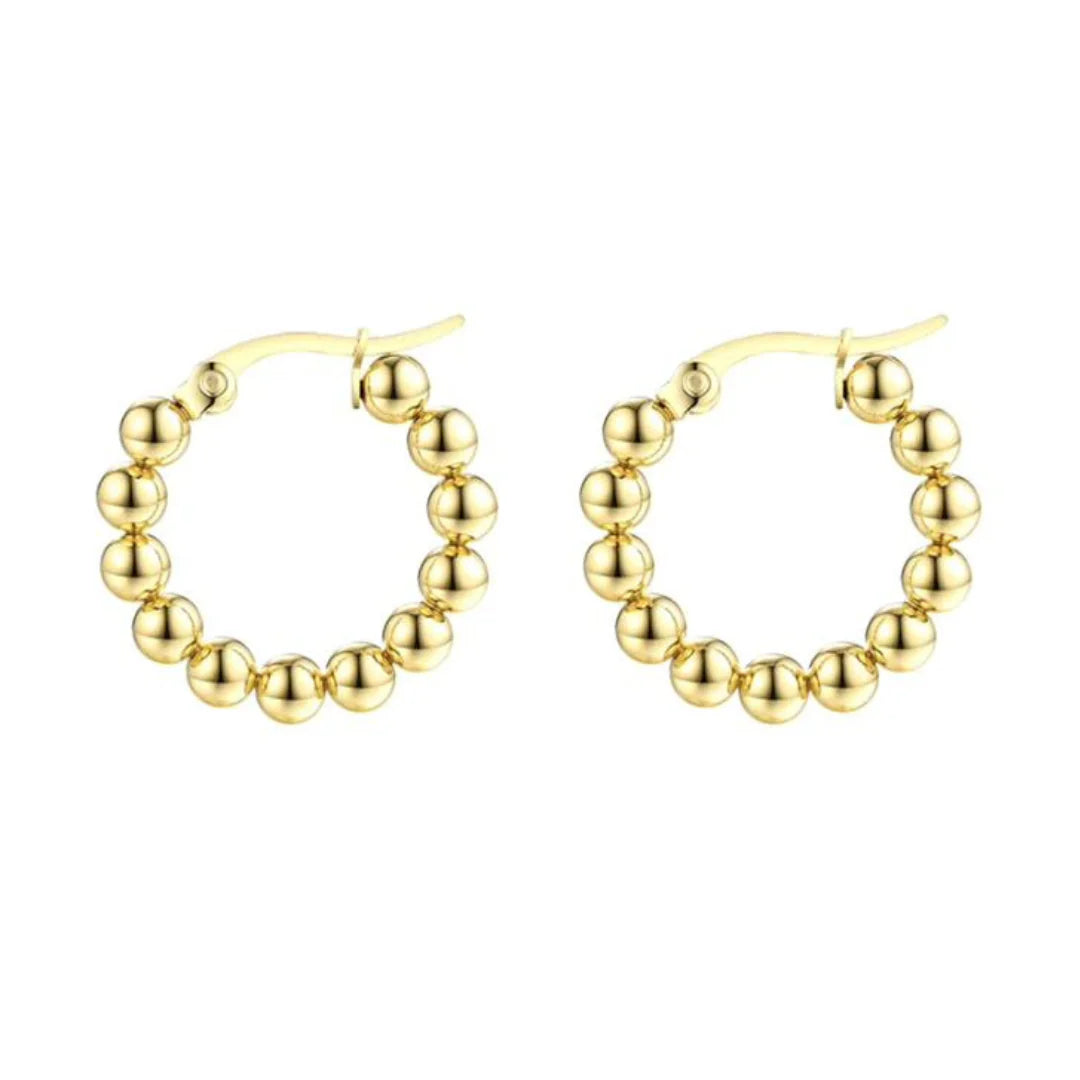 Gold Ball Huggie Hoops