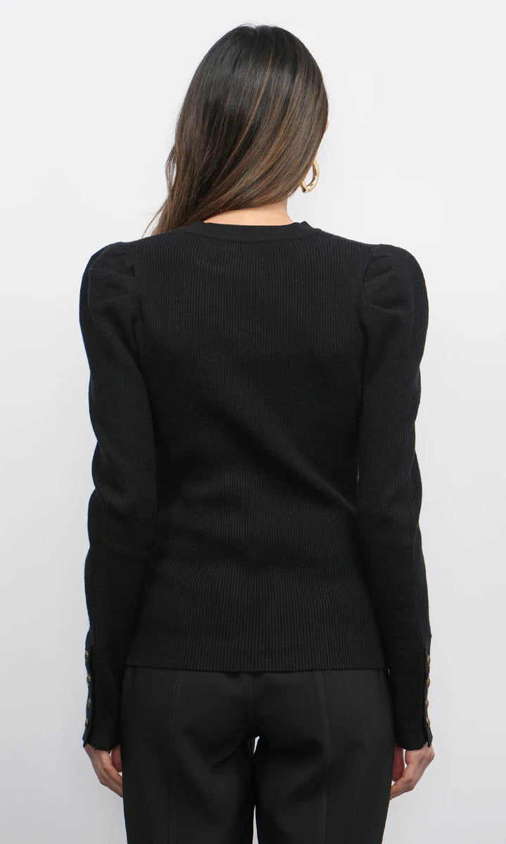 Dani Button Puff Sleeve Ribbed Top