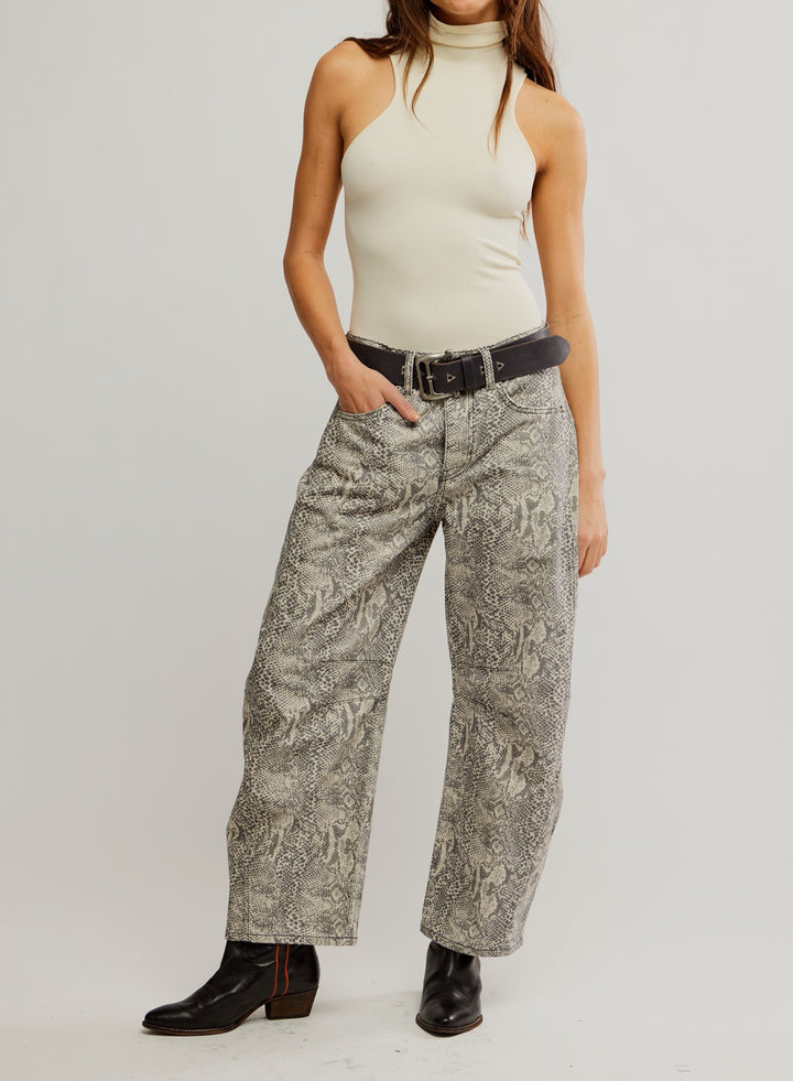 Good Luck Printed Barrel Jeans