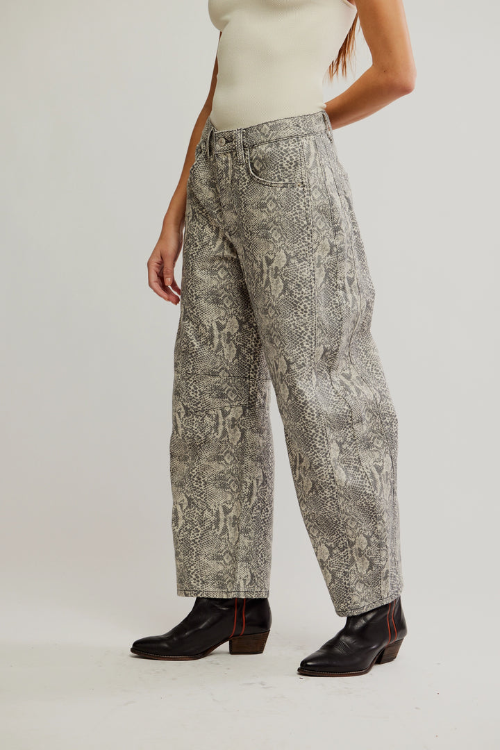 Good Luck Printed Barrel Jeans