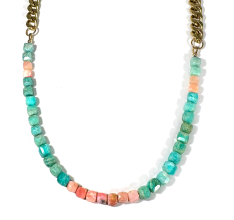 Amazonite & Peruvian Pink Opal Necklace