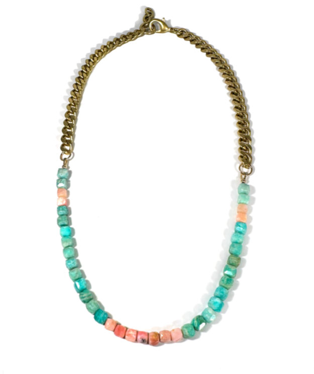 Amazonite & Peruvian Pink Opal Necklace