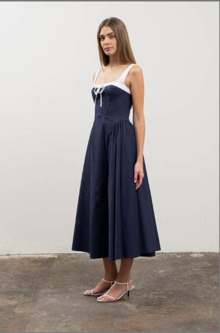 Colorblock Cotton Midi Dress