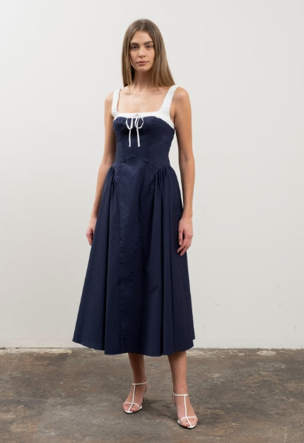 Colorblock Cotton Midi Dress