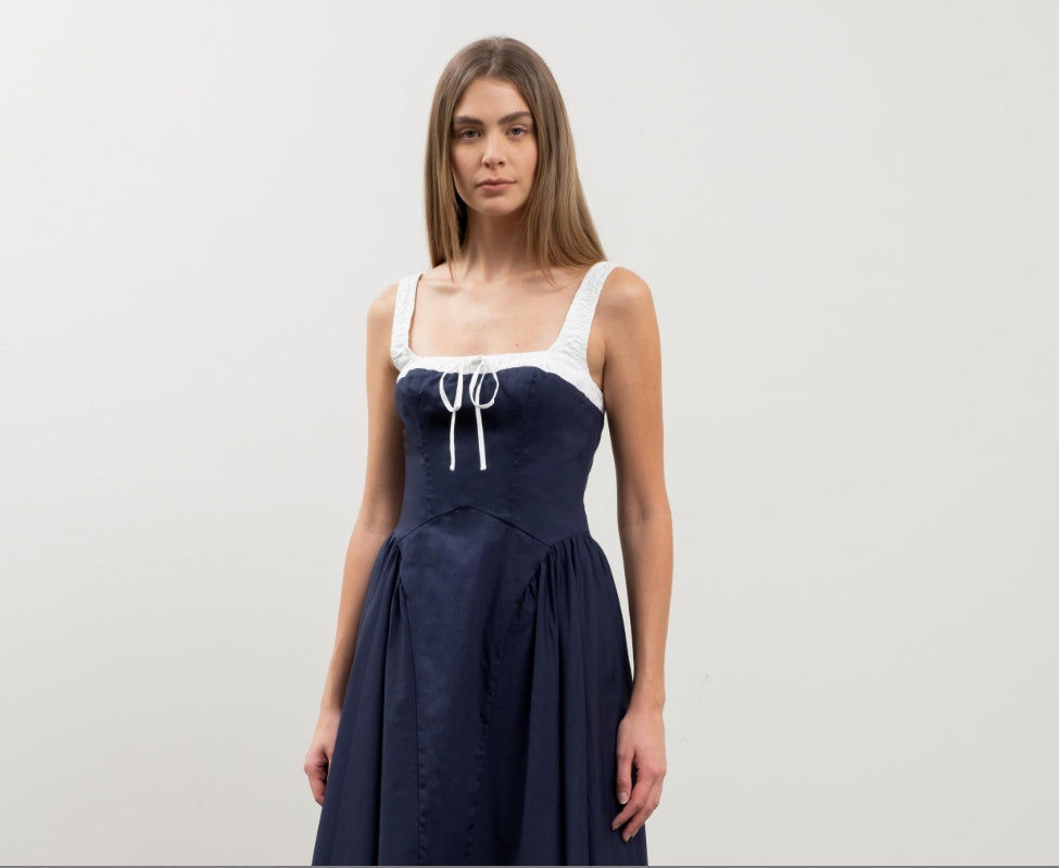 Colorblock Cotton Midi Dress