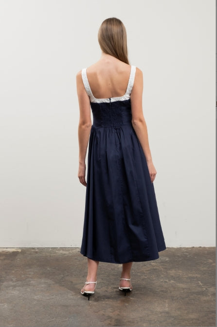 Colorblock Cotton Midi Dress