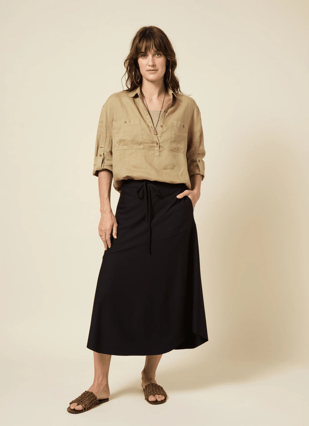 Nora Drawstring Midi Skirt