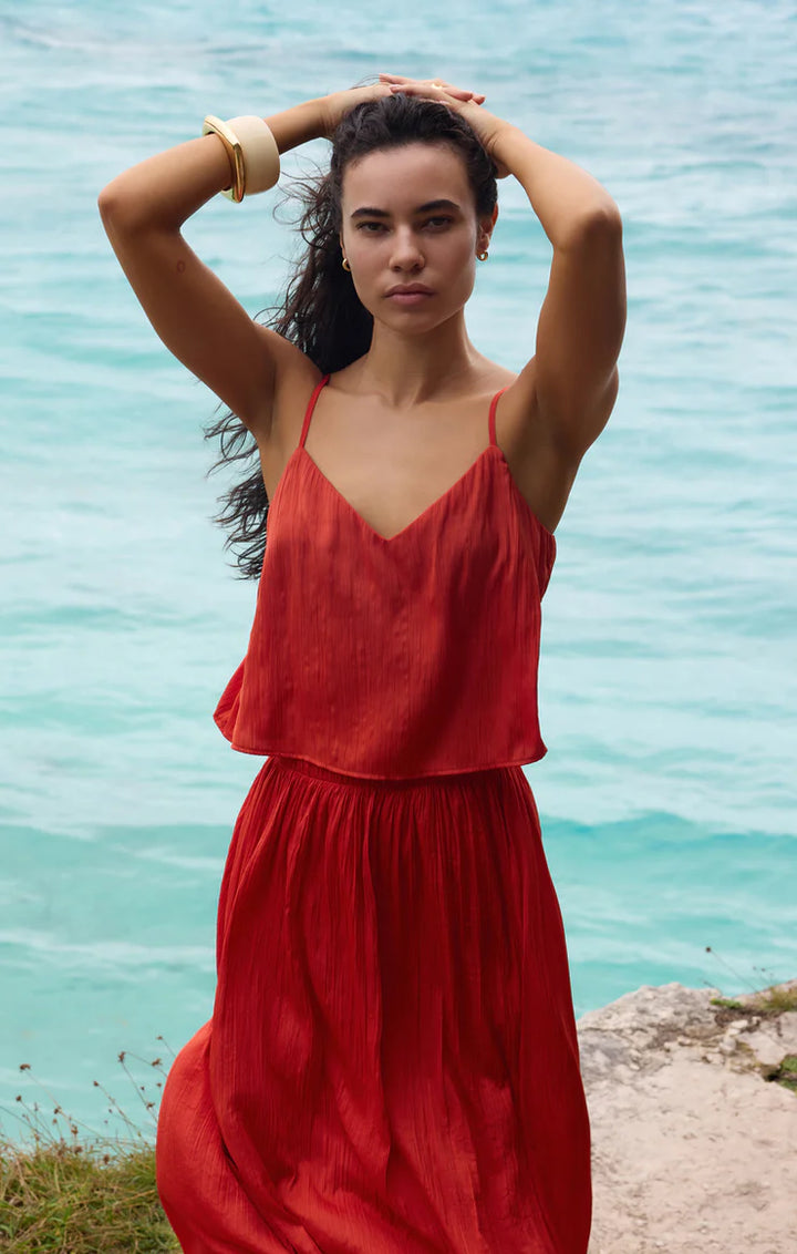 Fiore Crinkle Satin Tank Top