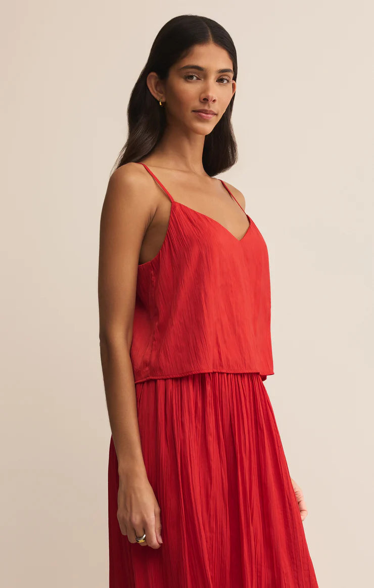 Fiore Crinkle Satin Tank Top