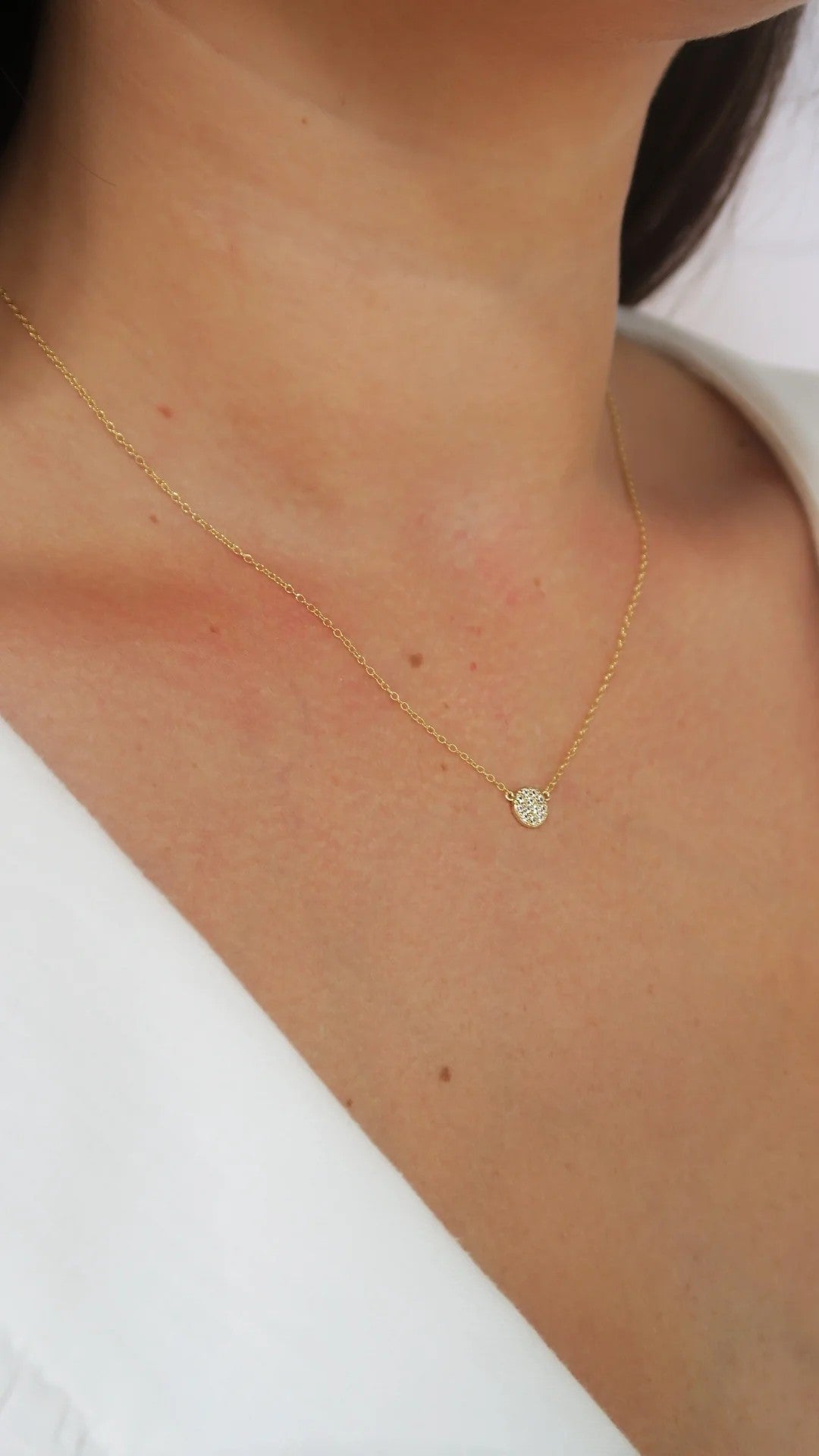 Micro Pave Circle Drop Necklace