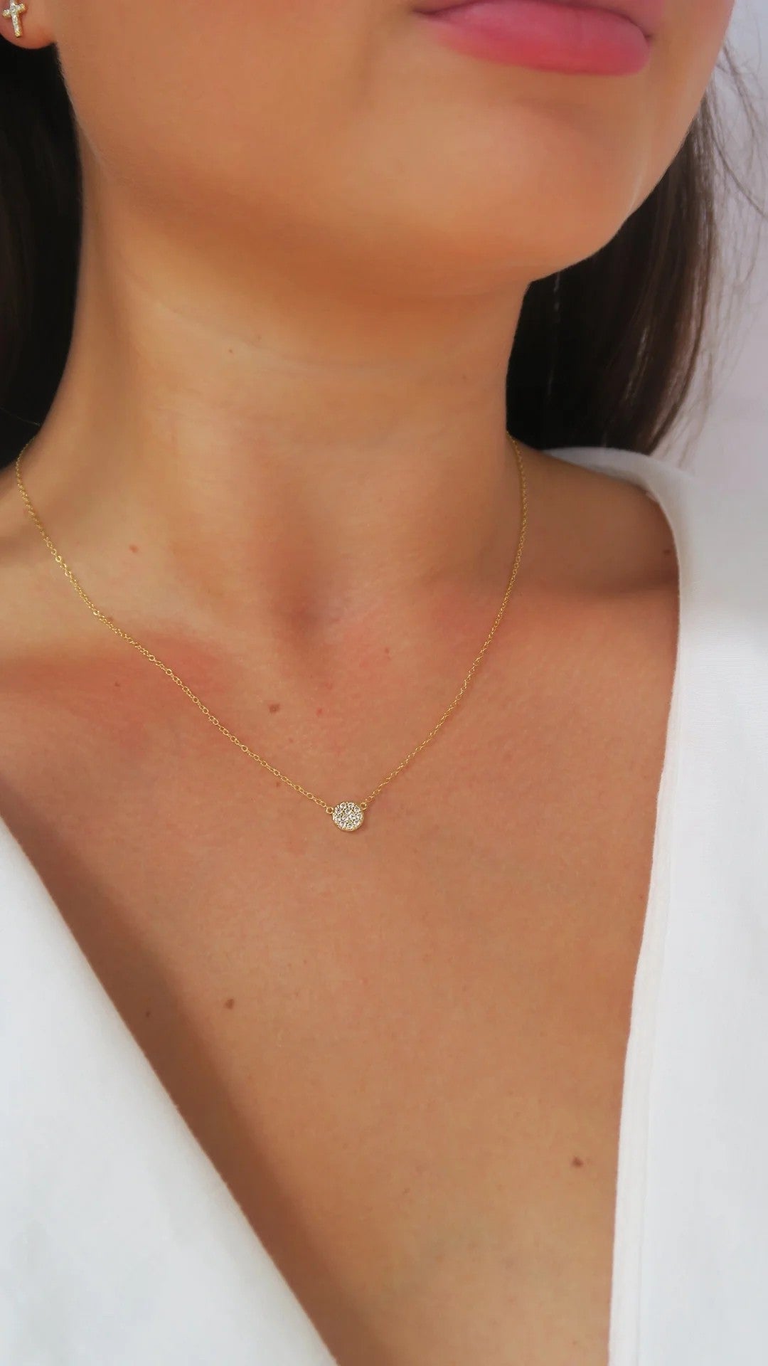 Micro Pave Circle Drop Necklace