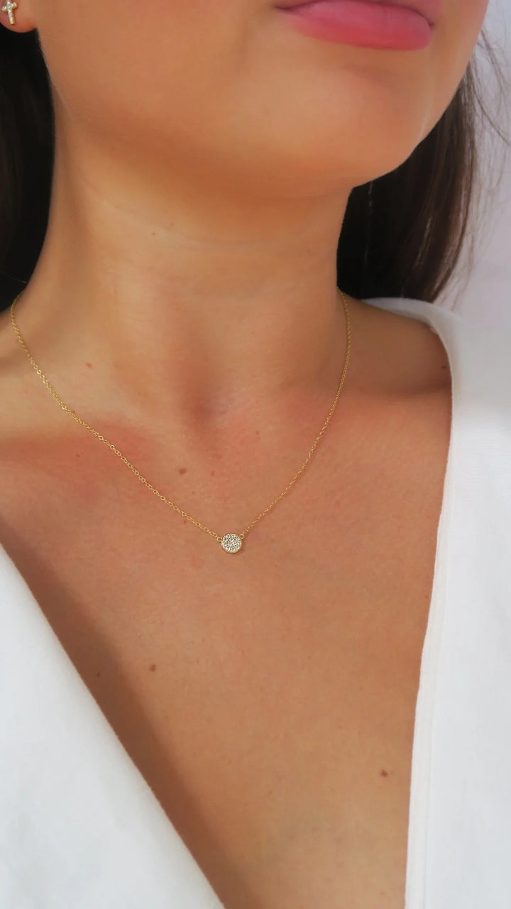 Micro Pave Circle Drop Necklace