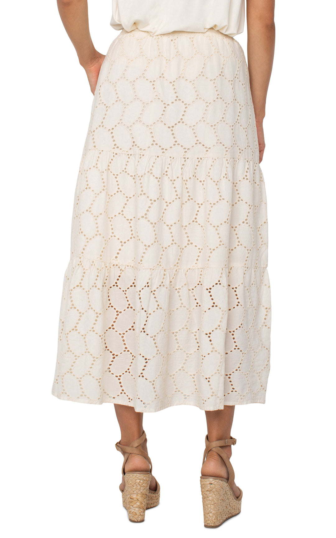 Tiered Cotton Eyelet Maxi Skirt
