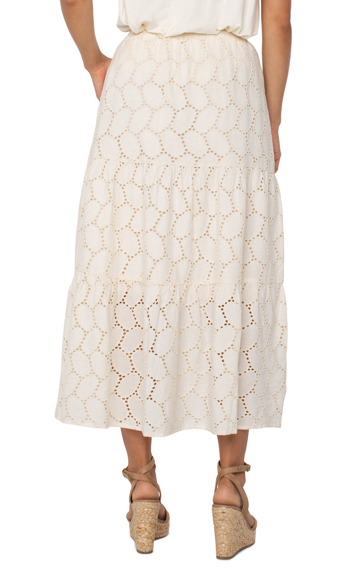 Tiered Cotton Eyelet Maxi Skirt
