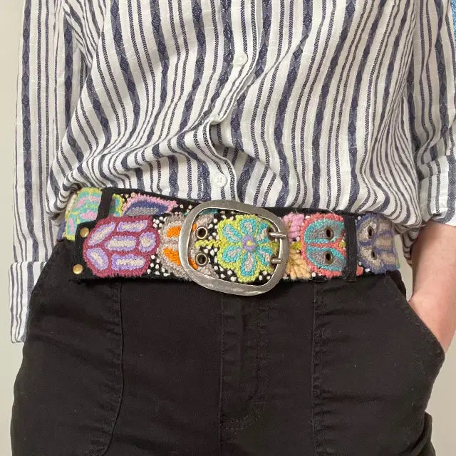 Monochromatic Embroidered Wool Belt