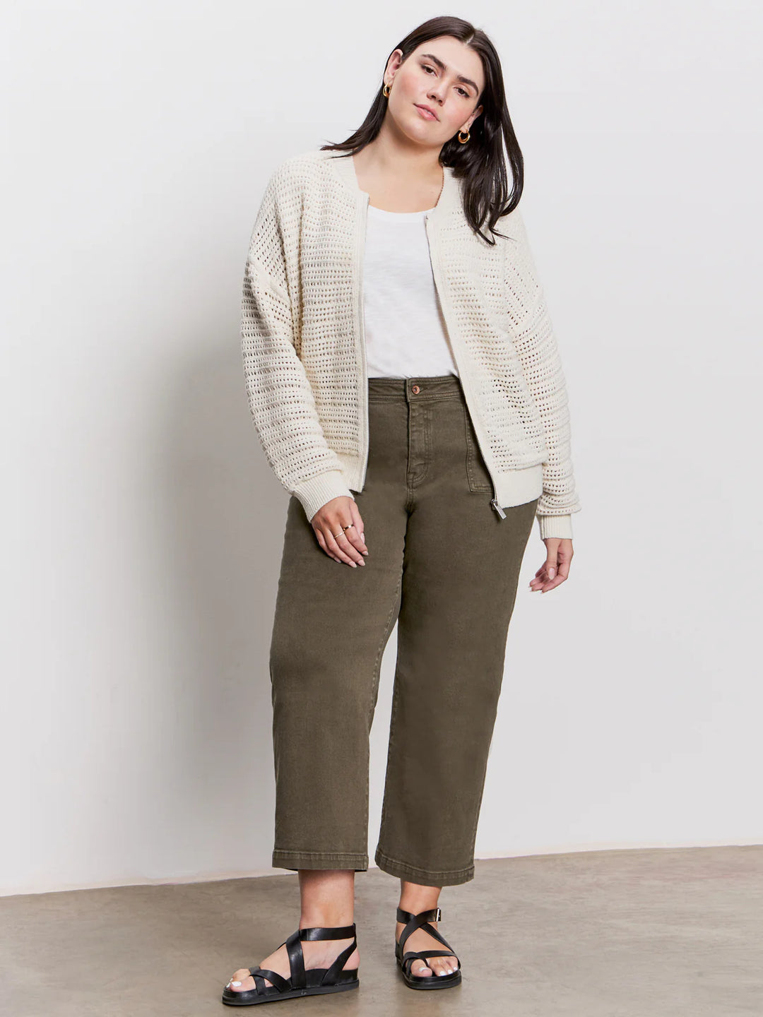Open Knit Bomber Jacket