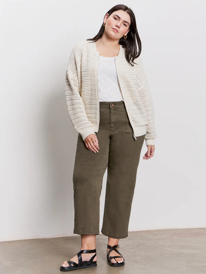 Open Knit Bomber Jacket