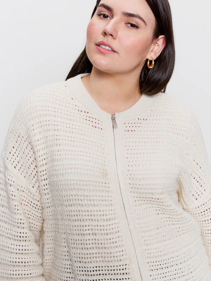 Open Knit Bomber Jacket