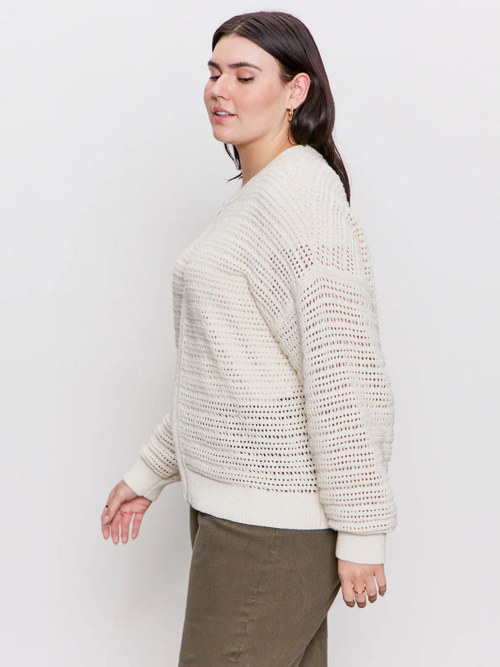 Open Knit Bomber Jacket