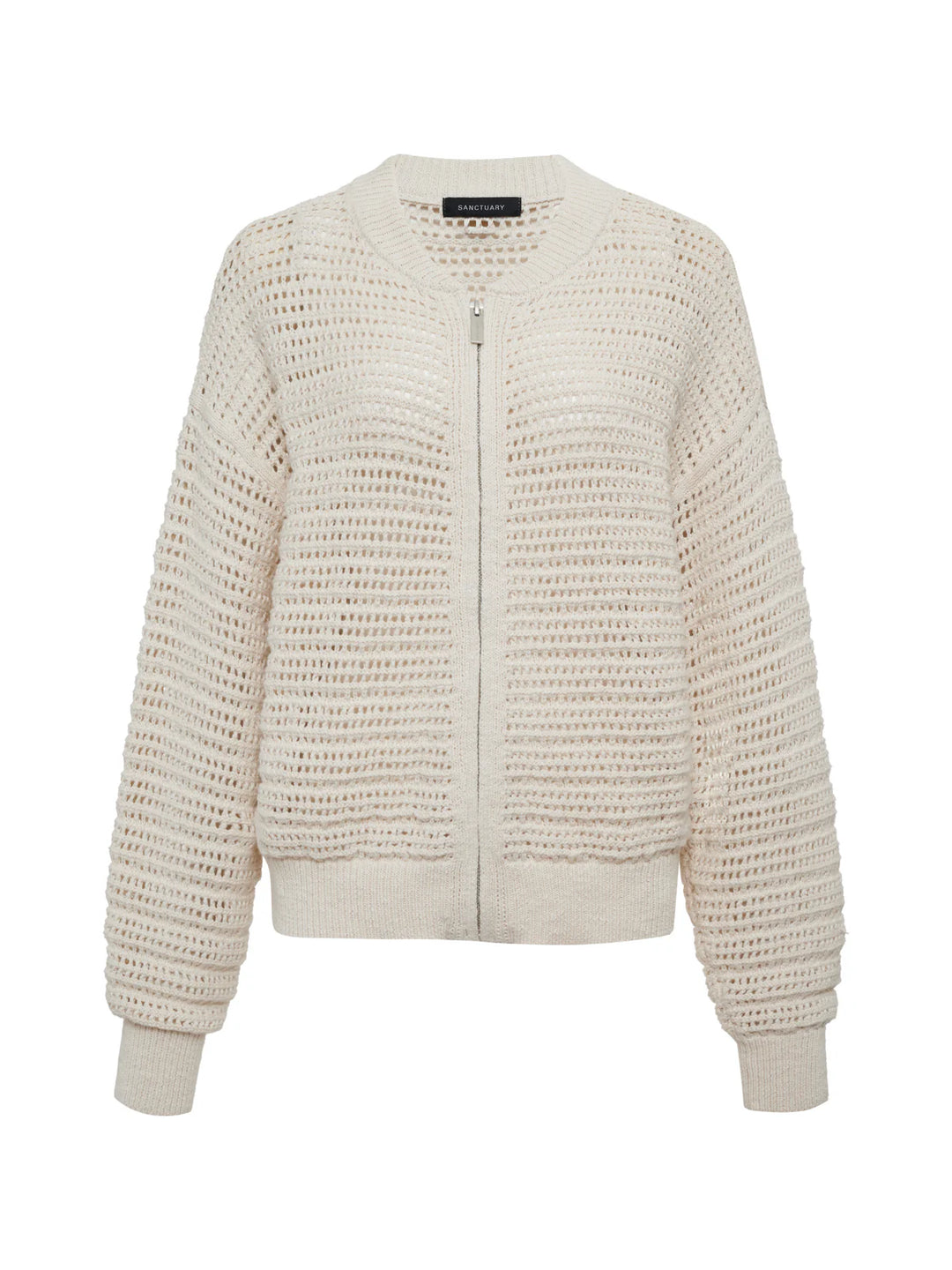 Open Knit Bomber Jacket