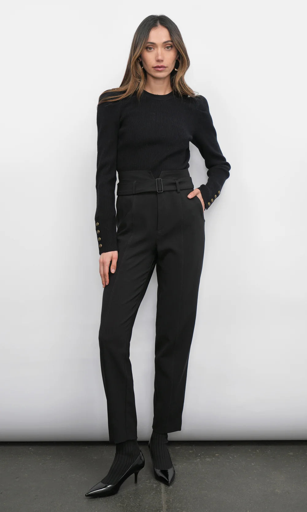 Dani Button Puff Sleeve Ribbed Top