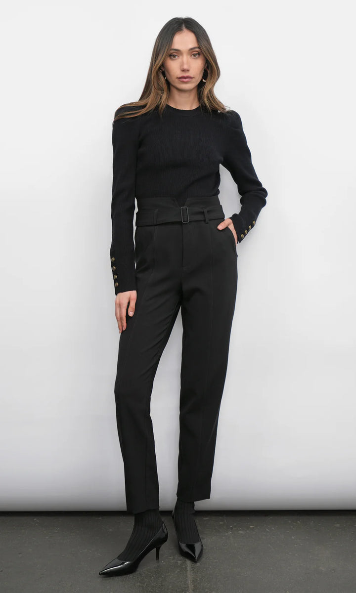 Dani Button Puff Sleeve Ribbed Top