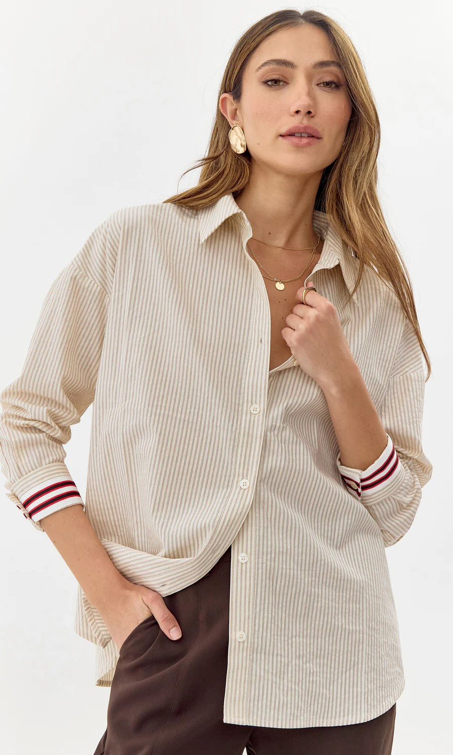 Greta Striped Button Down Blouse