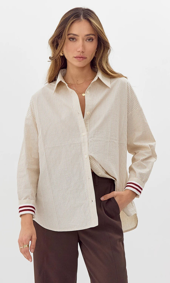 Greta Striped Button Down Blouse