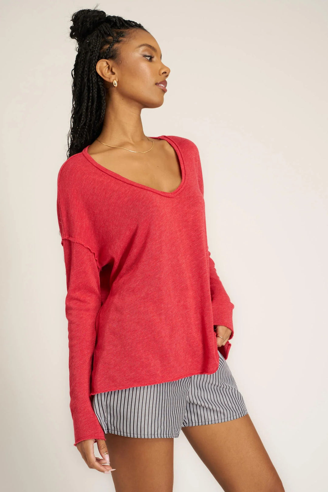 Mae Textured V-Neck Longsleeve