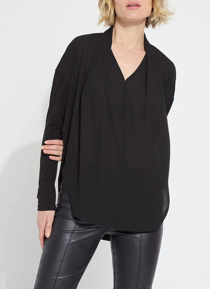 Naomi Folded Neck Mix-Media Top