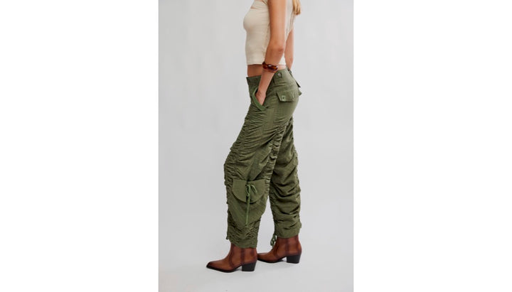 Scorpio Shirred Mid-Rise Cargo Pants