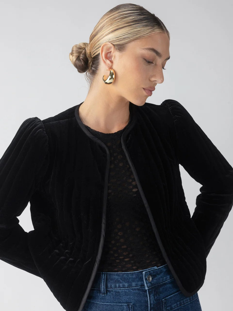 Quilted Black Velvet Jacket