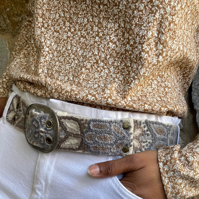 Monochromatic Embroidered Wool Belt