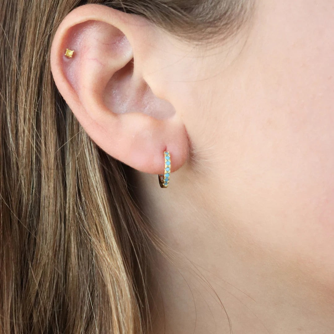 Turquoise Studded Huggies