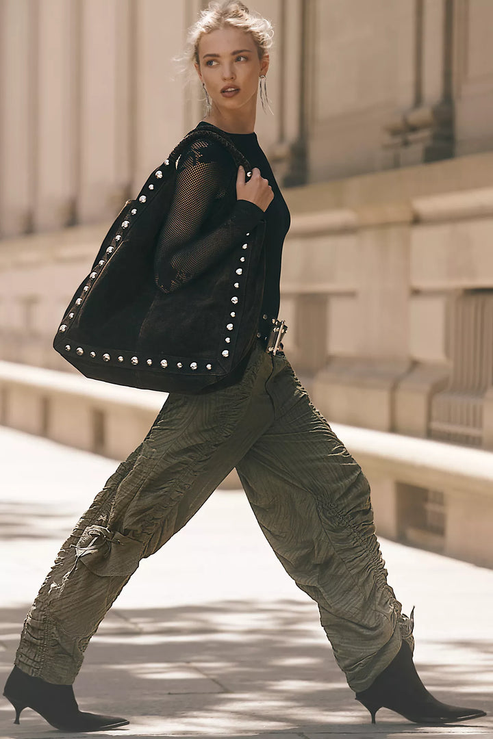 Scorpio Shirred Mid-Rise Cargo Pants